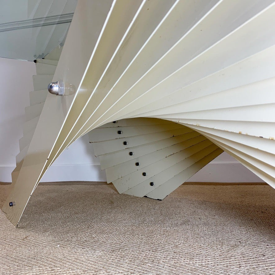White Italian Sculptural Fan Designer Coffee Table 1970's