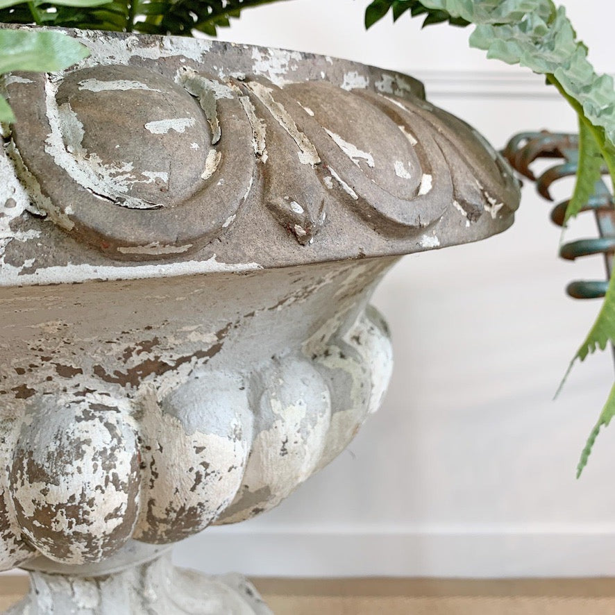 19th Century White Terracotta Tazza Urn on Plinth