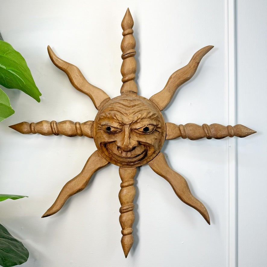 Italian Wooden Sun Face Mask Carving by Hermann Reichegger