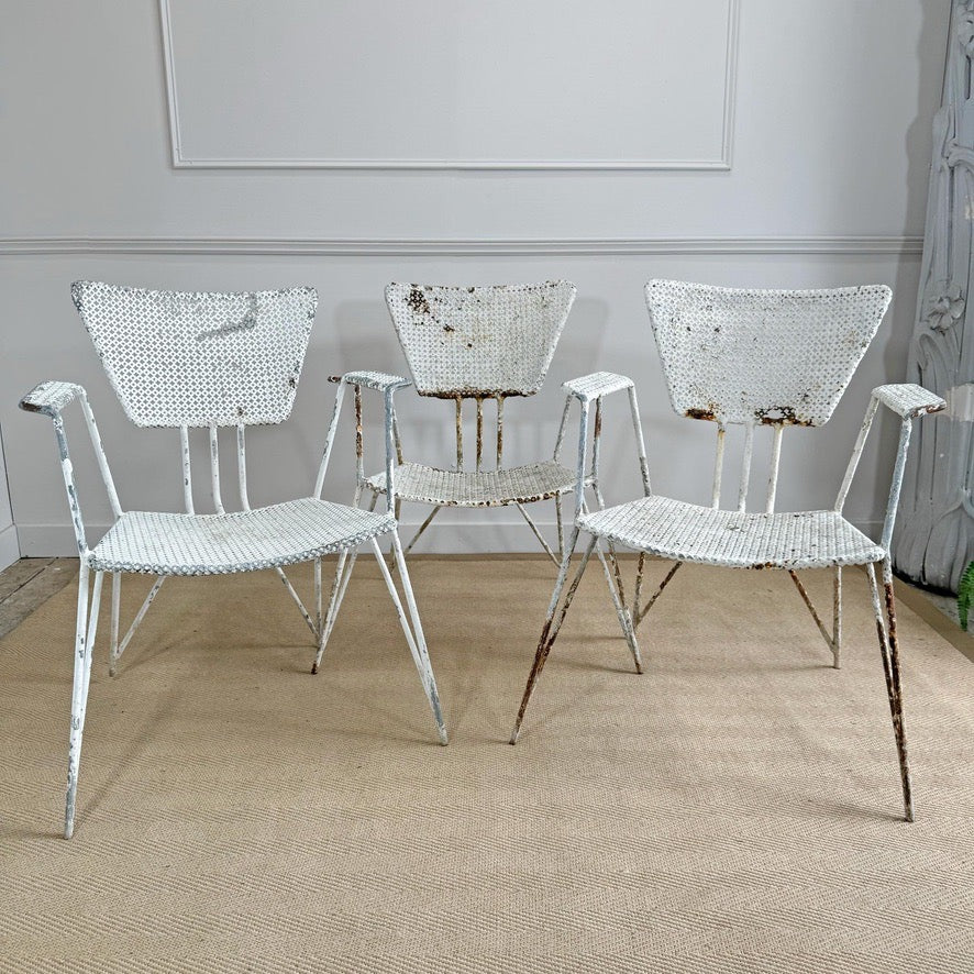 Mathieu Matégot Perforated Sheet and Tubular Metal Chairs