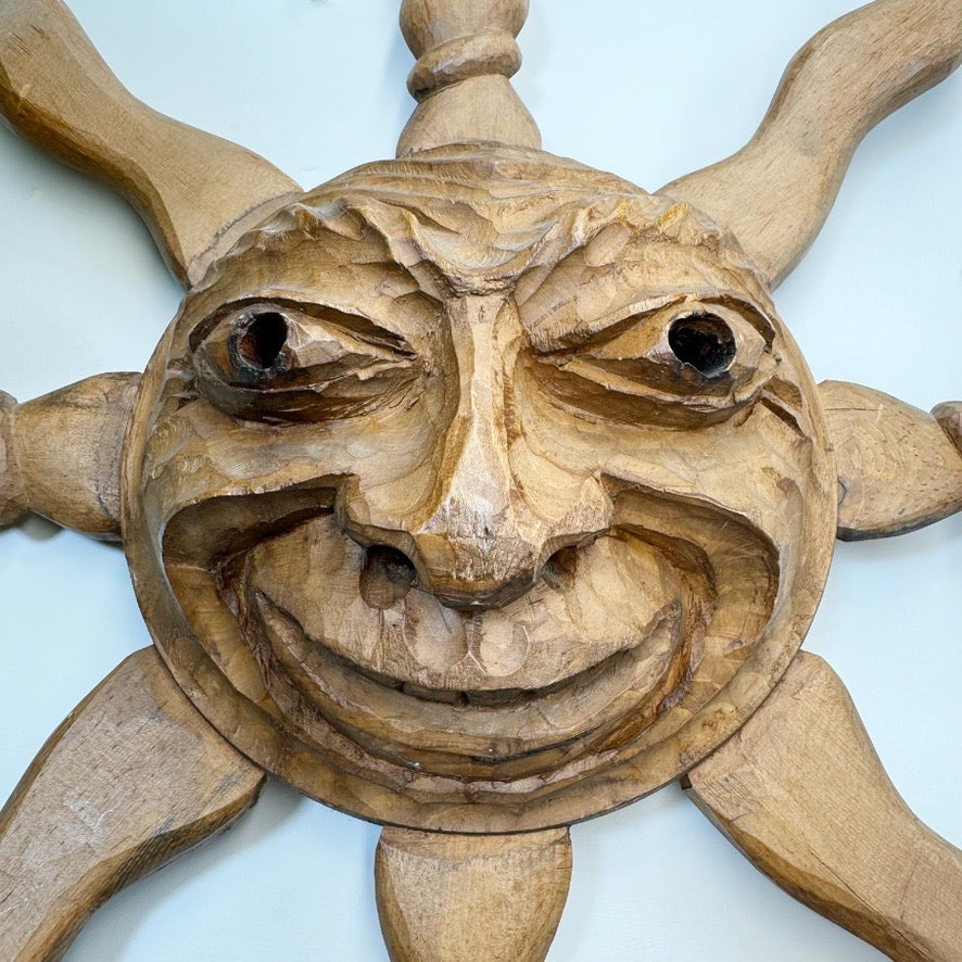 Italian Wooden Sun Face Mask Carving by Hermann Reichegger