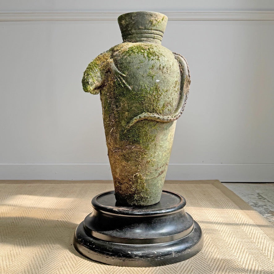 Vintage Bearded Dragon Lizard Terracotta Garden Urn