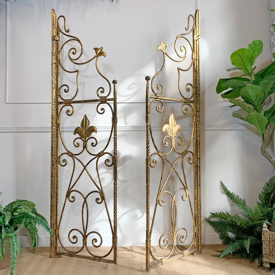 Pair of Wrought Iron Gilt Spanish Altar Gates
