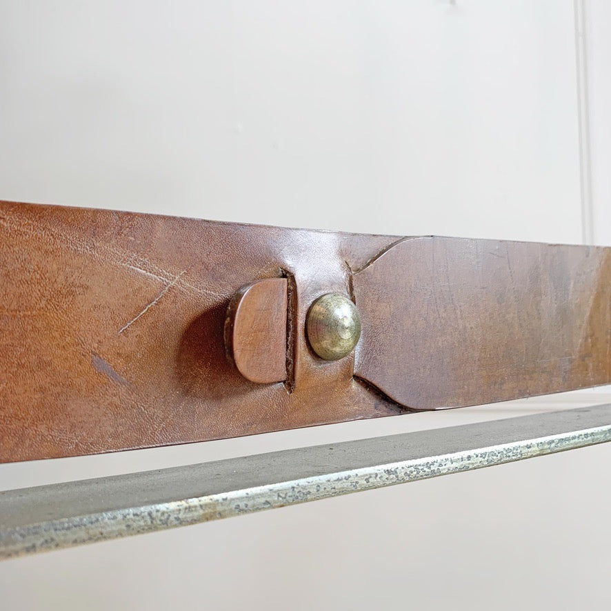Jean-Pierre Ryckaert Tan Leather Strap and Steel Ceiling Pendant Light
