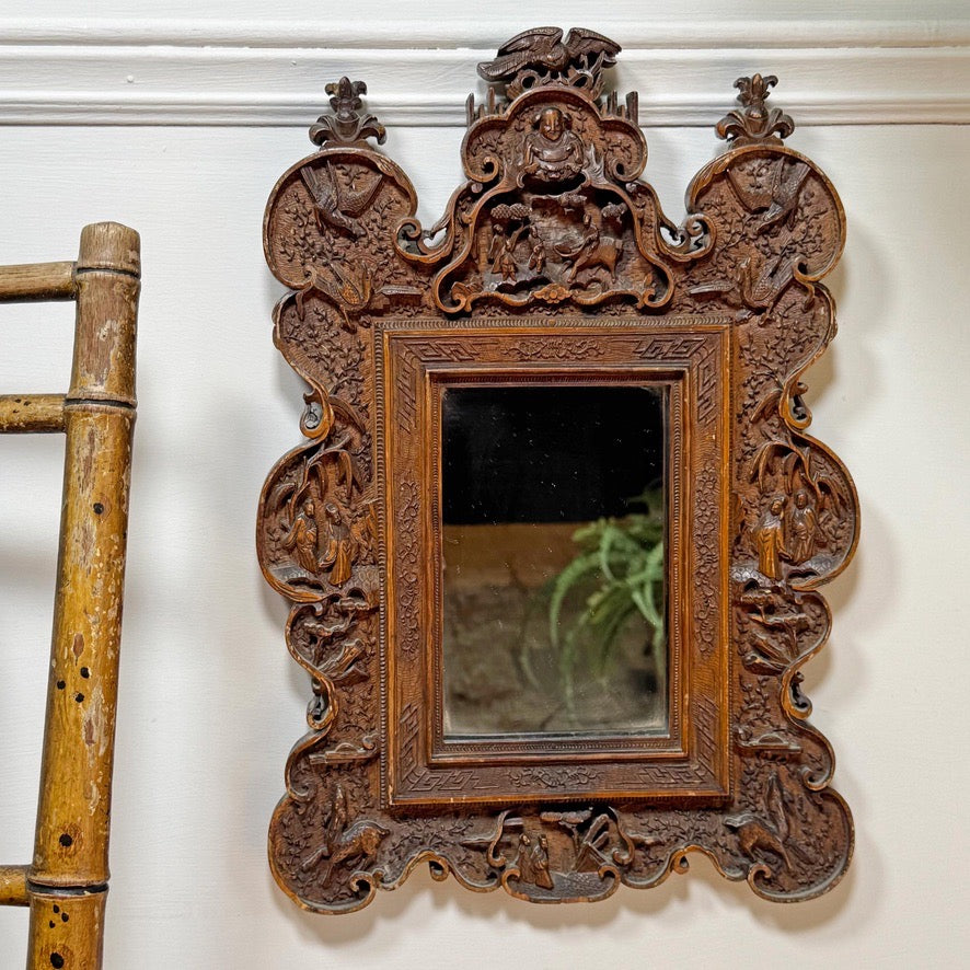 An Exceptionally Carved Qing Dynasty Hardwood Chinese Export Mirror