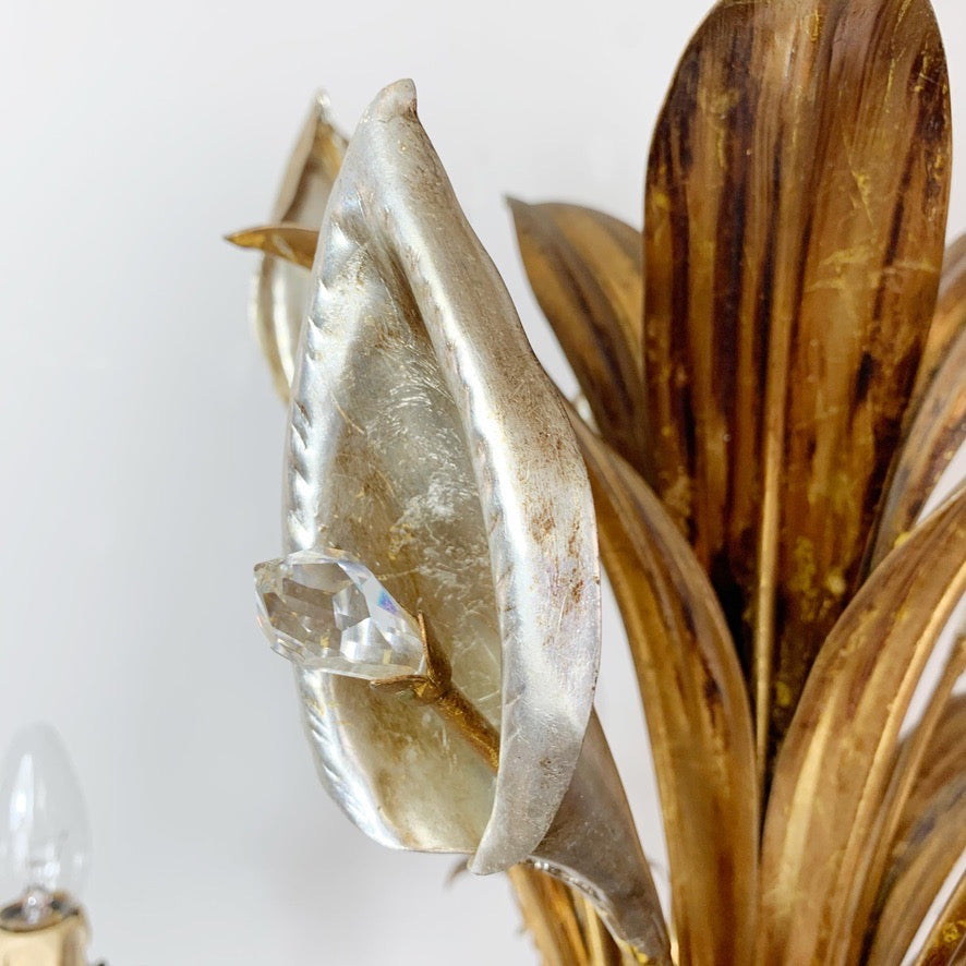 Hans Kogl Gilt & Silver Calla Lily Chandelier, C 1970s