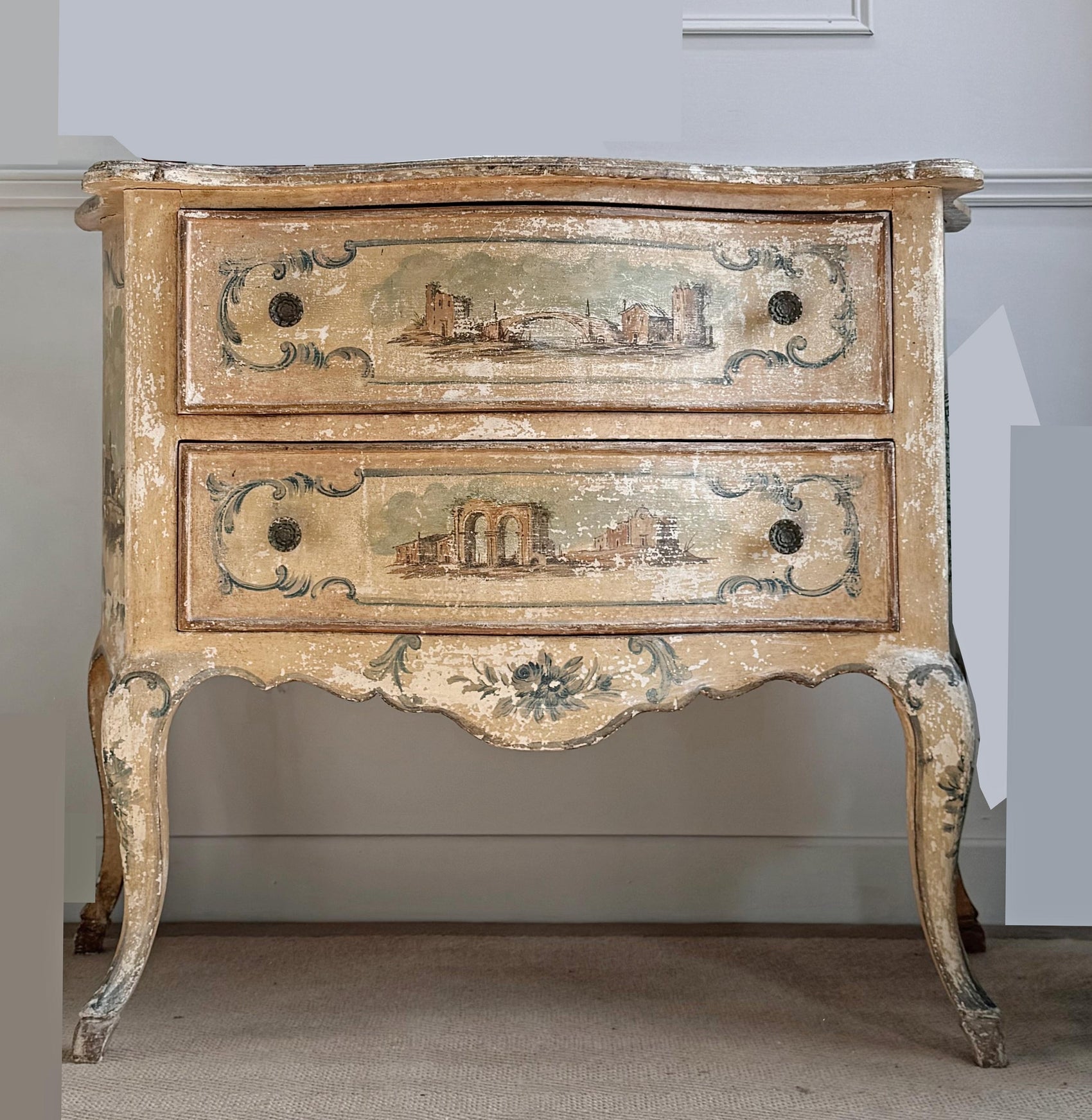 Antique Venetian Painted Chest of Drawers 18th Century