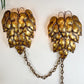 Pair of Gold Italian Leaf and Chain Swag Wall Lights 1950's