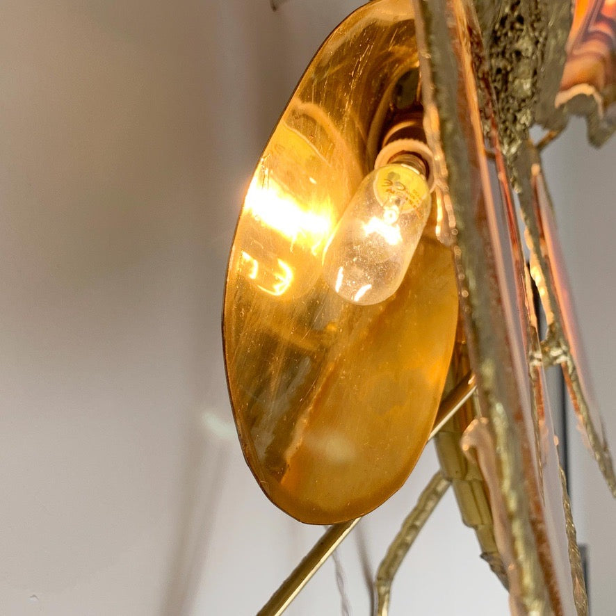 Isabelle Faure Signed Illuminated Gold Butterfly Sculpture in Brass and Agate