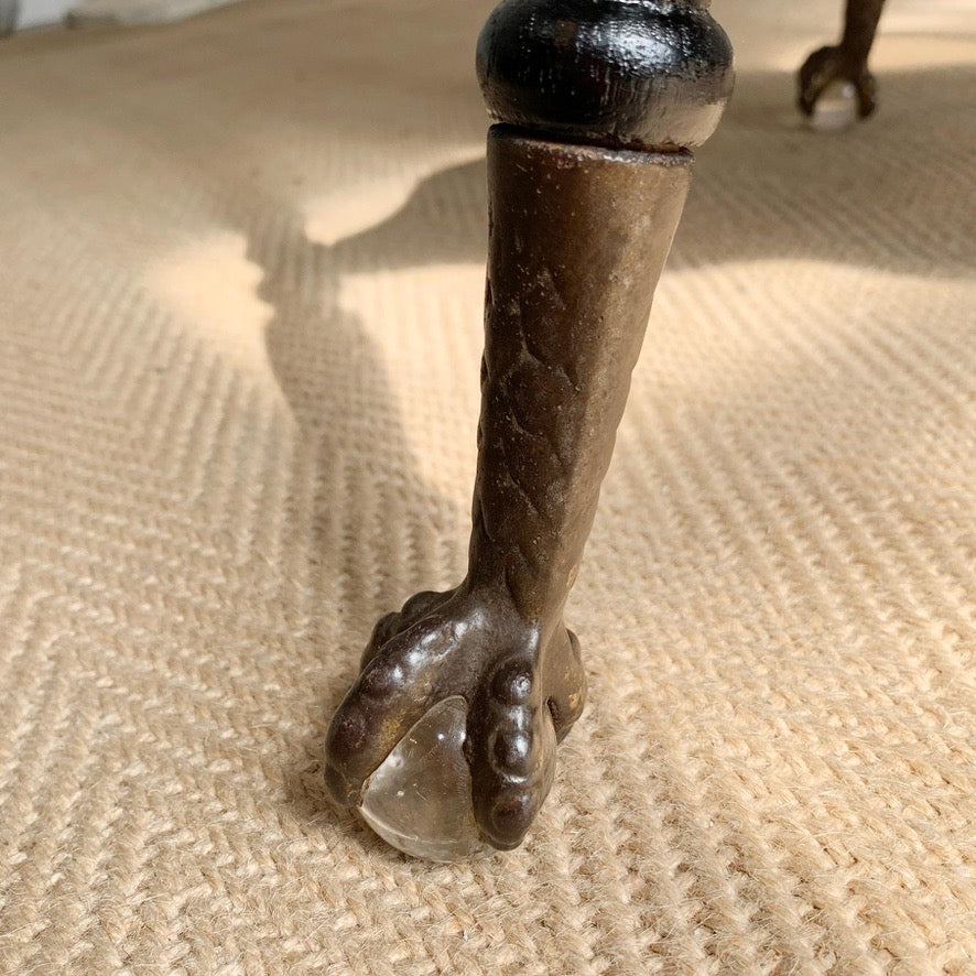 Victorian Glass Ball And Claw Black Ebonised Table 1870's