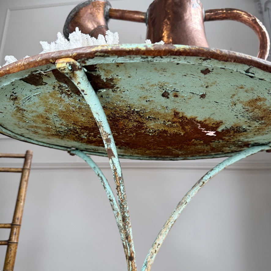1920's French Green Iron Bistro Table