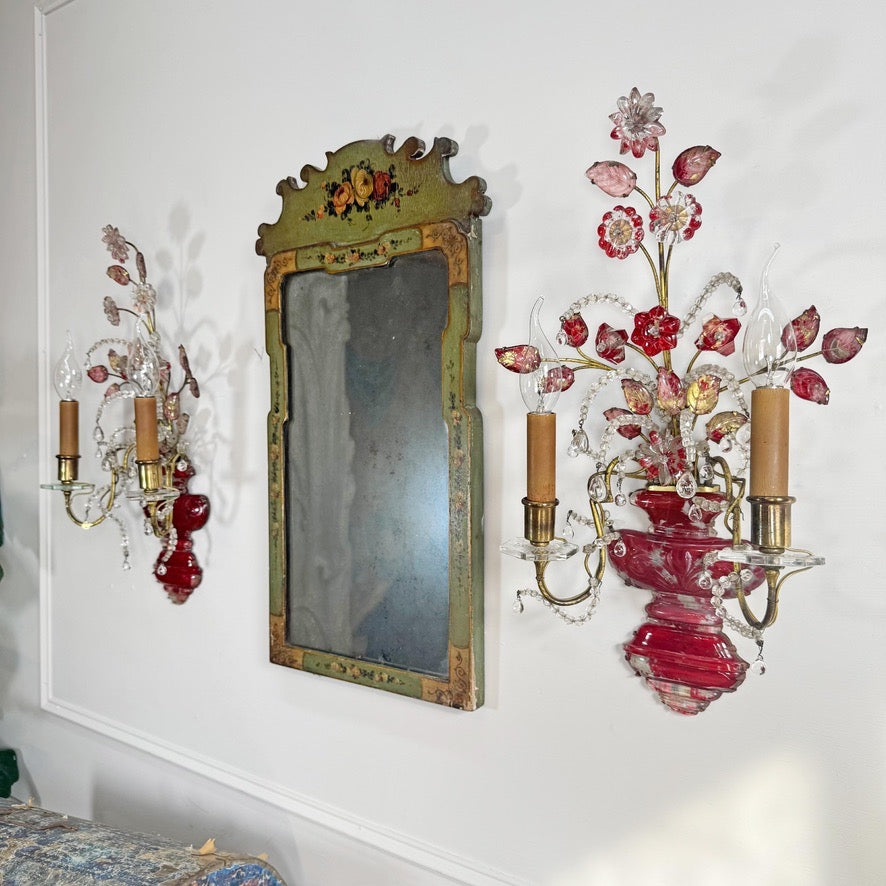 Pair of Maison Bagues Red Wall Sconces Circa 1910