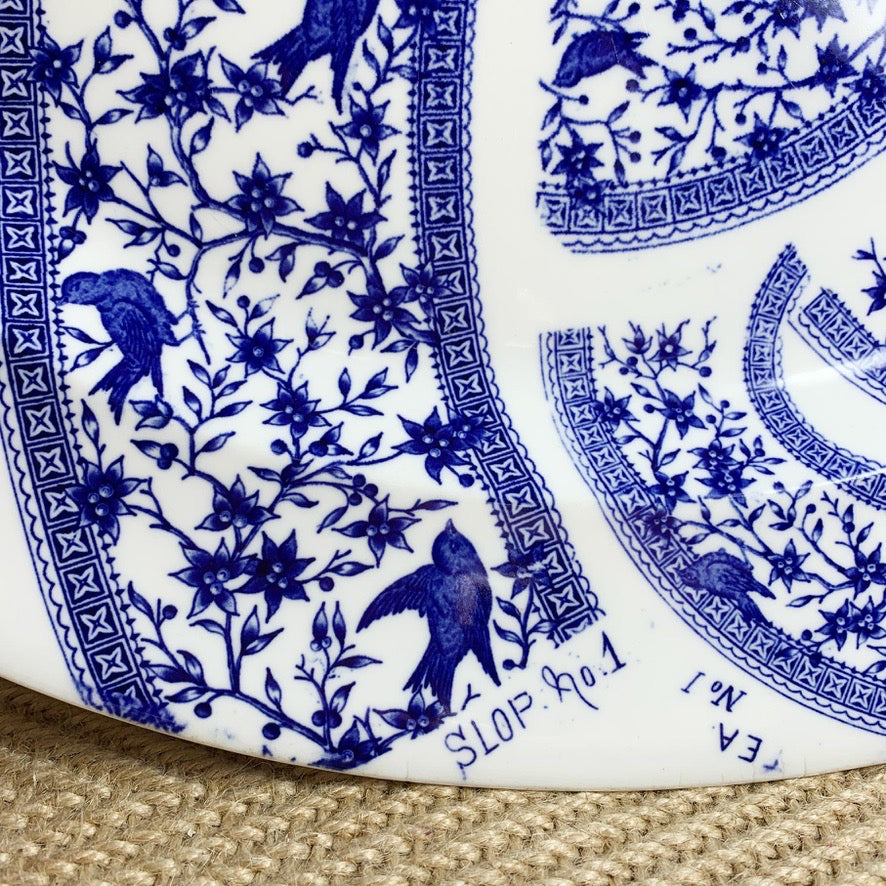 19th Century Derby Pottery Blue and White Sample Pattern Plate