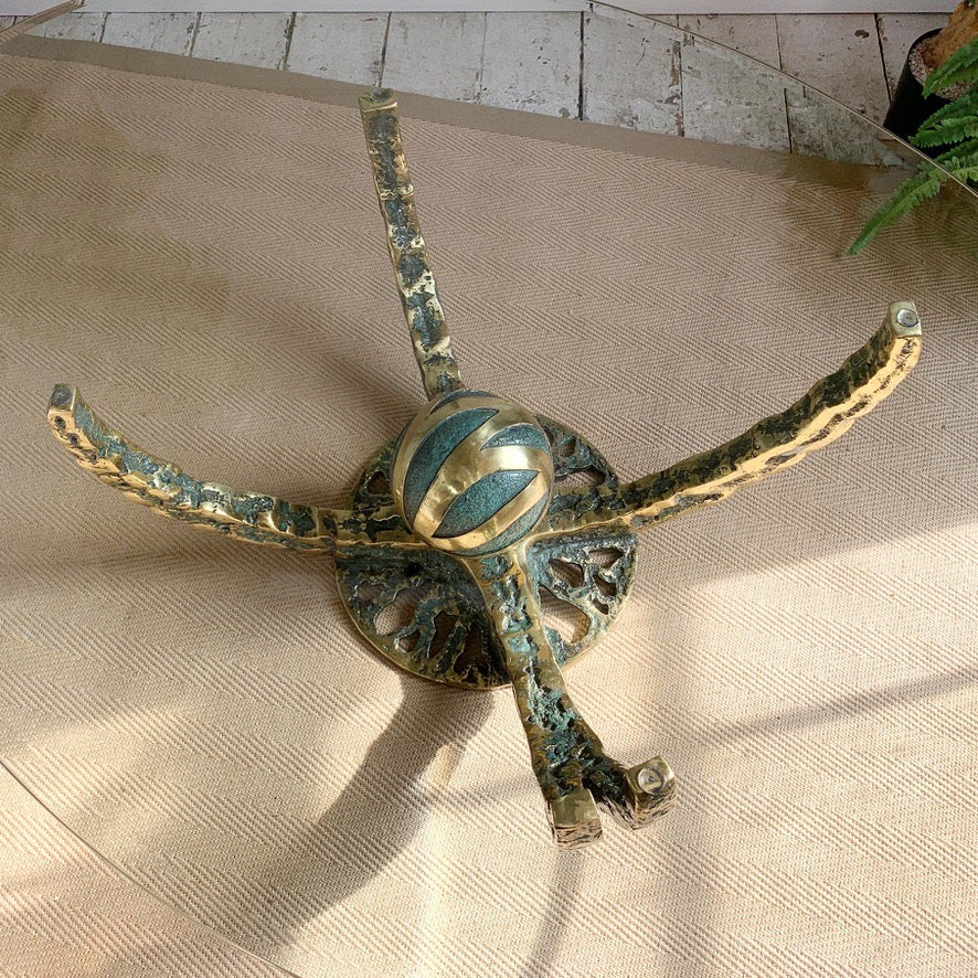 Henri Fernandez Gold Brutalist Bronze 'Octo' Coffee Table