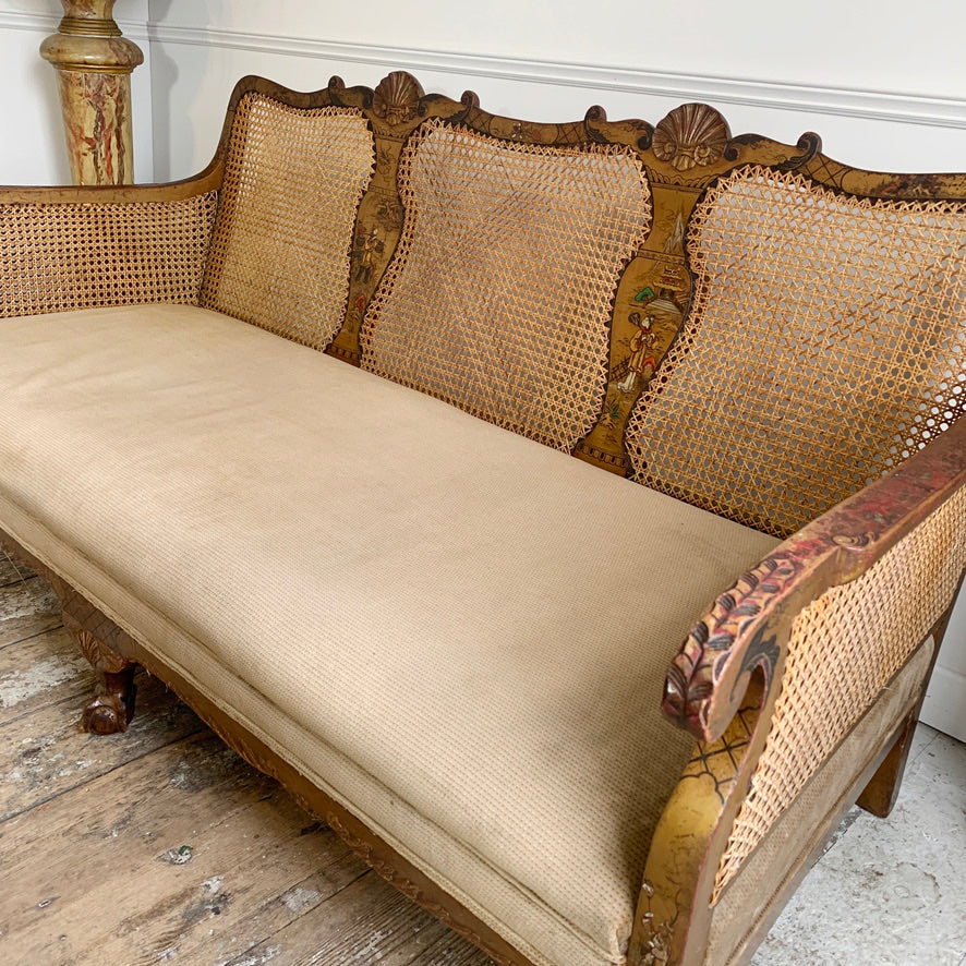 English Late Victorian Gilt Chinoiserie Bergere Suite