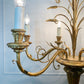 1960's Italian gilt wheat sheaf chandelier