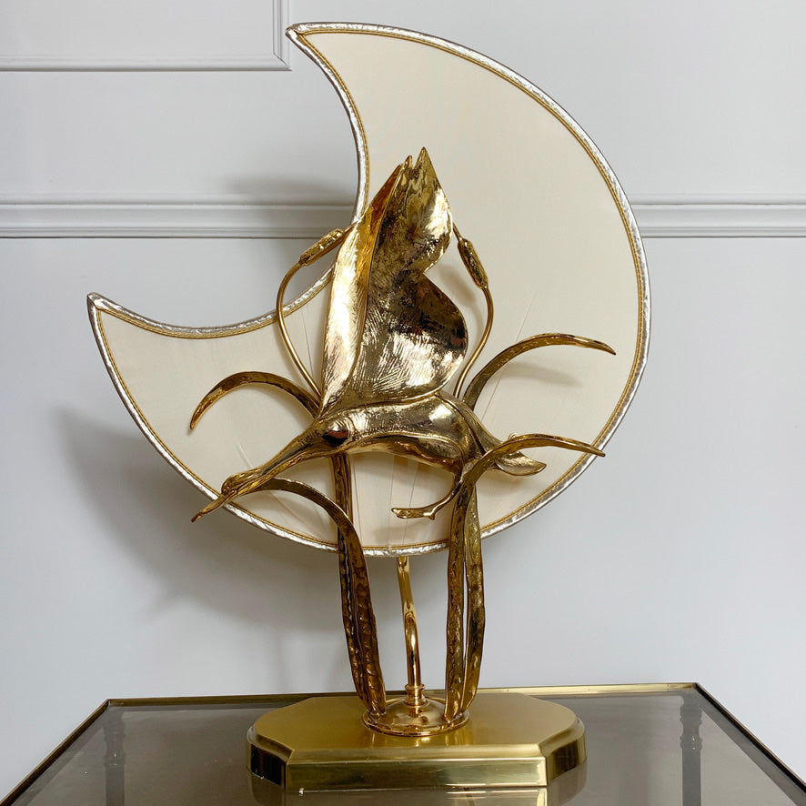 Lanciotto Galeotti Gold Goose & Moon Table Lamp