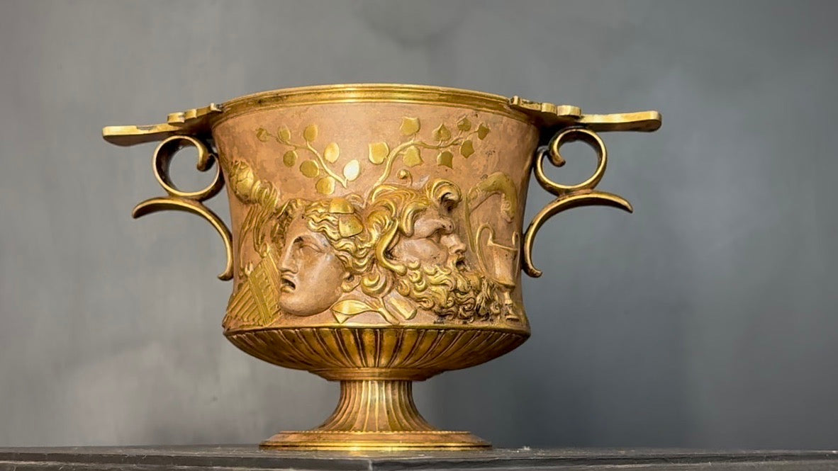 Pair of Ferdinand Barbedienne Low Handled Bronze Urns after the Zaffoli Borghese Vase