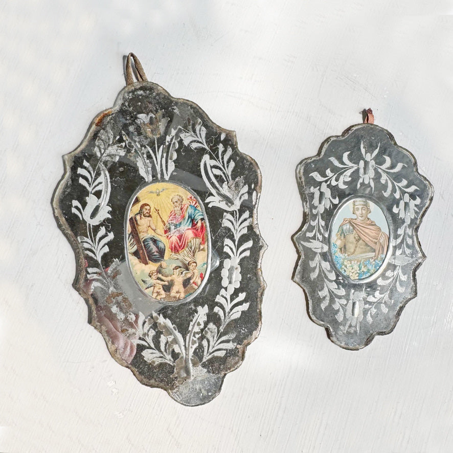 Antique Pair of German Nuns' Mirrors circa 1800