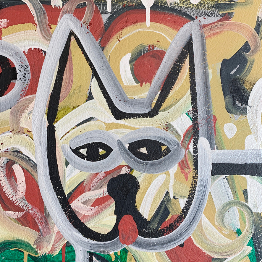 2 Cats and a Bone - Outsider Artist Drew