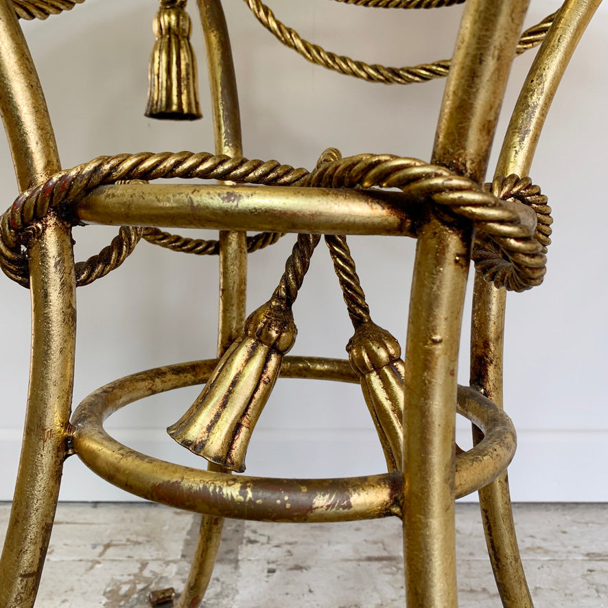 Mid Century Gold Rope & Tassel Table