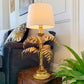 Italian Gold Faux Bamboo Leaf Table Lamp 1950's