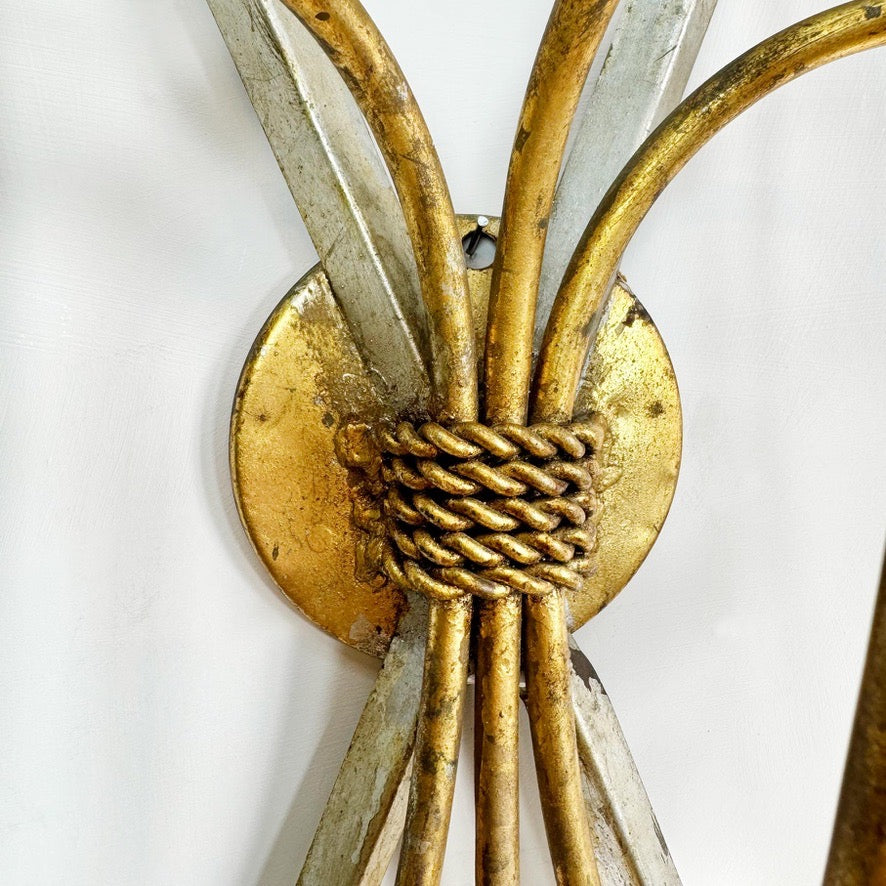 An Outstanding 1950's Italian Cross Sword and Gilt Rope Tassel Wall Light