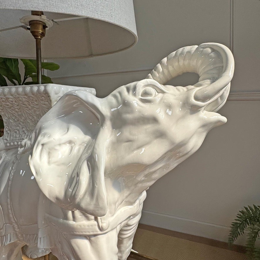 Mid Century Malicorne Ceramic Elephant Table Lamp