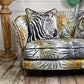 Antique French Parlour Settee in Tropics 'Fan Palm' Fabric