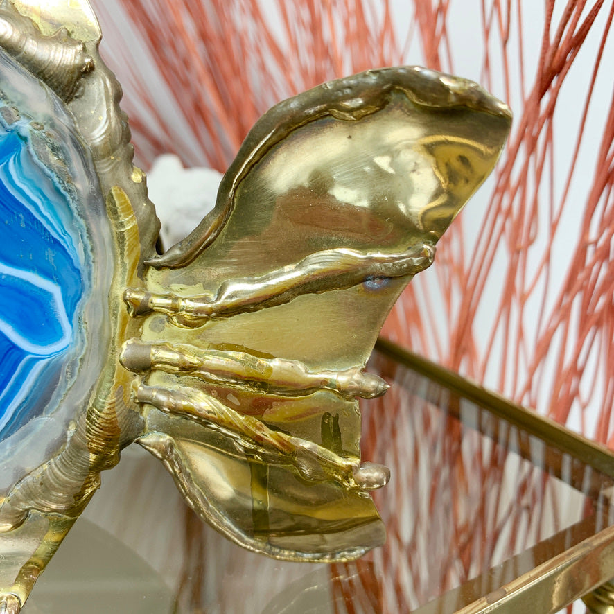 Jacques Duval-Brasseur Illuminated Blue Agate Gold Fish Lamp