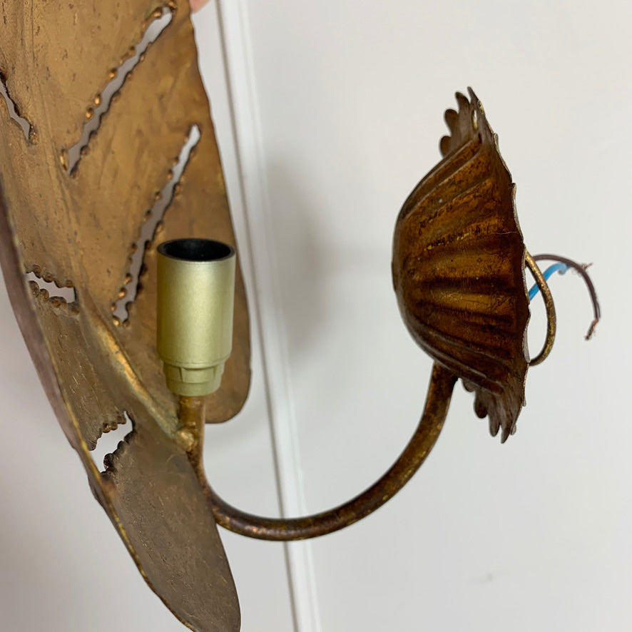 Single Gold Maison Jansen Monstera Leaf Wall Light