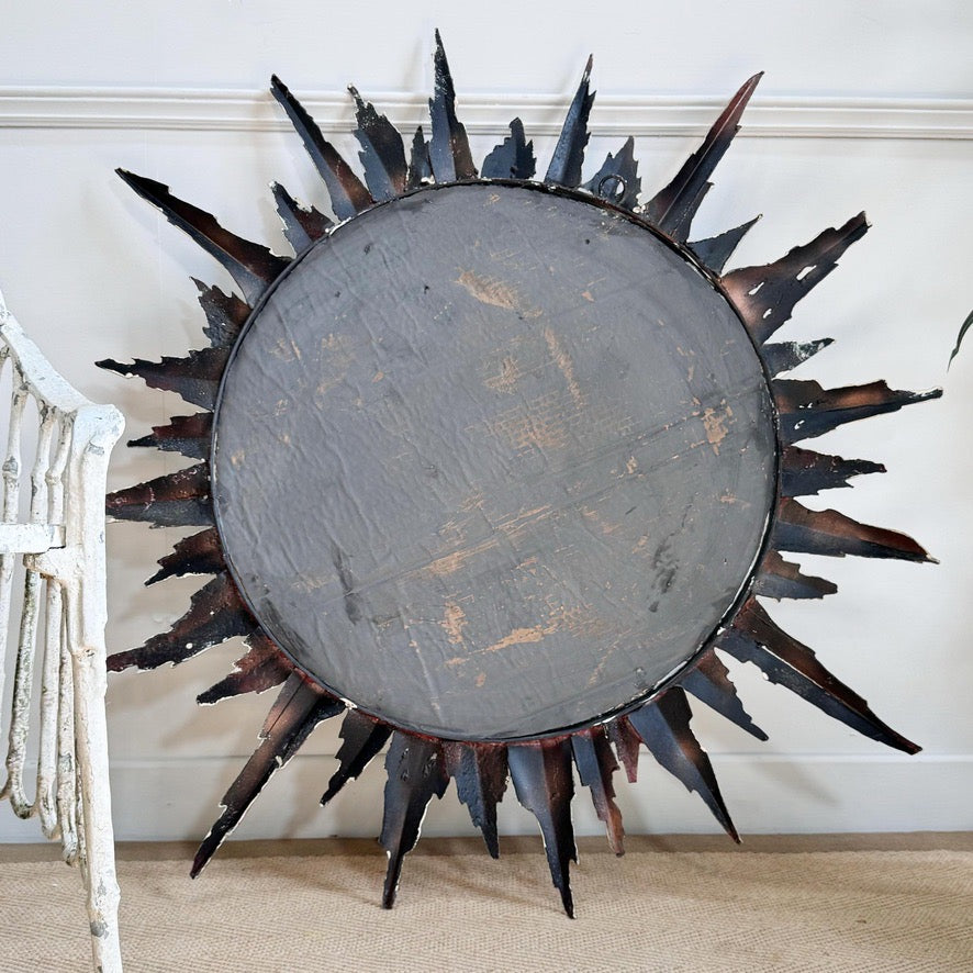 Large Brutalist Sunburst Mirror