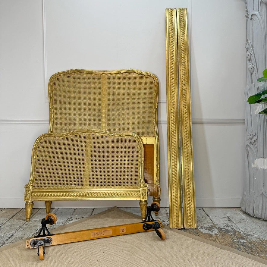 Giltwood Bergere Cane Bed Maple and Co of England Circa 1900