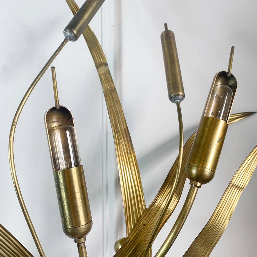 1970's Italian Gold Bulrush Wall Light