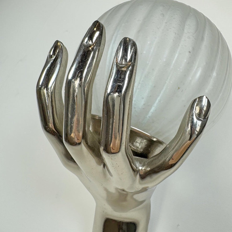 Vintage Maison Arlus Bronze Hand Wall Sconce in Silver France 1970's