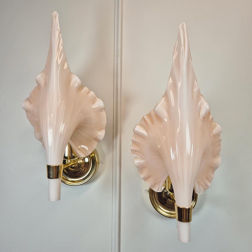 Barovier and Toso Pink Murano Glass Wall Lights