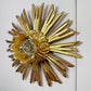 Antique Water Gilt Wood Chapel Sunburst Flush Light