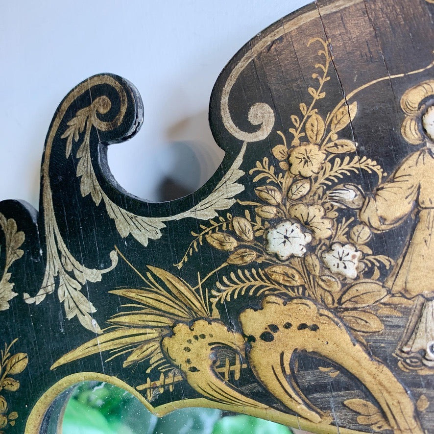 Napoleon III Black Chinoiserie Mirror from the estate of Jules Verne