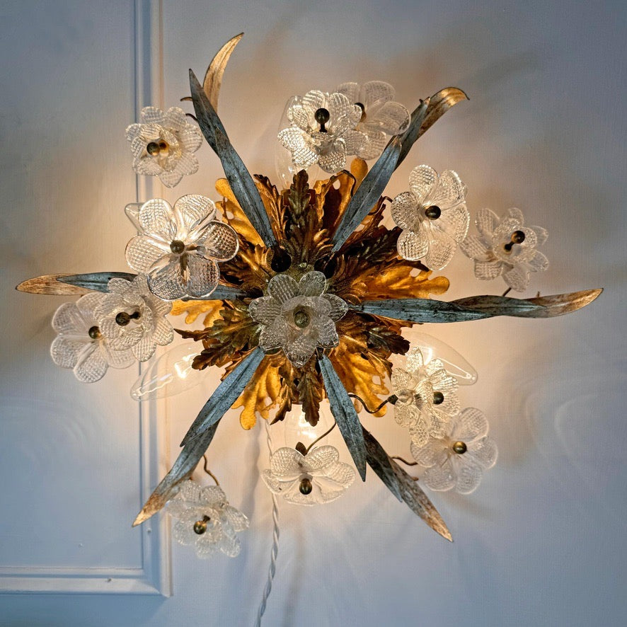 Banci Firenze Murano Glass Flush Light 1950's Italy