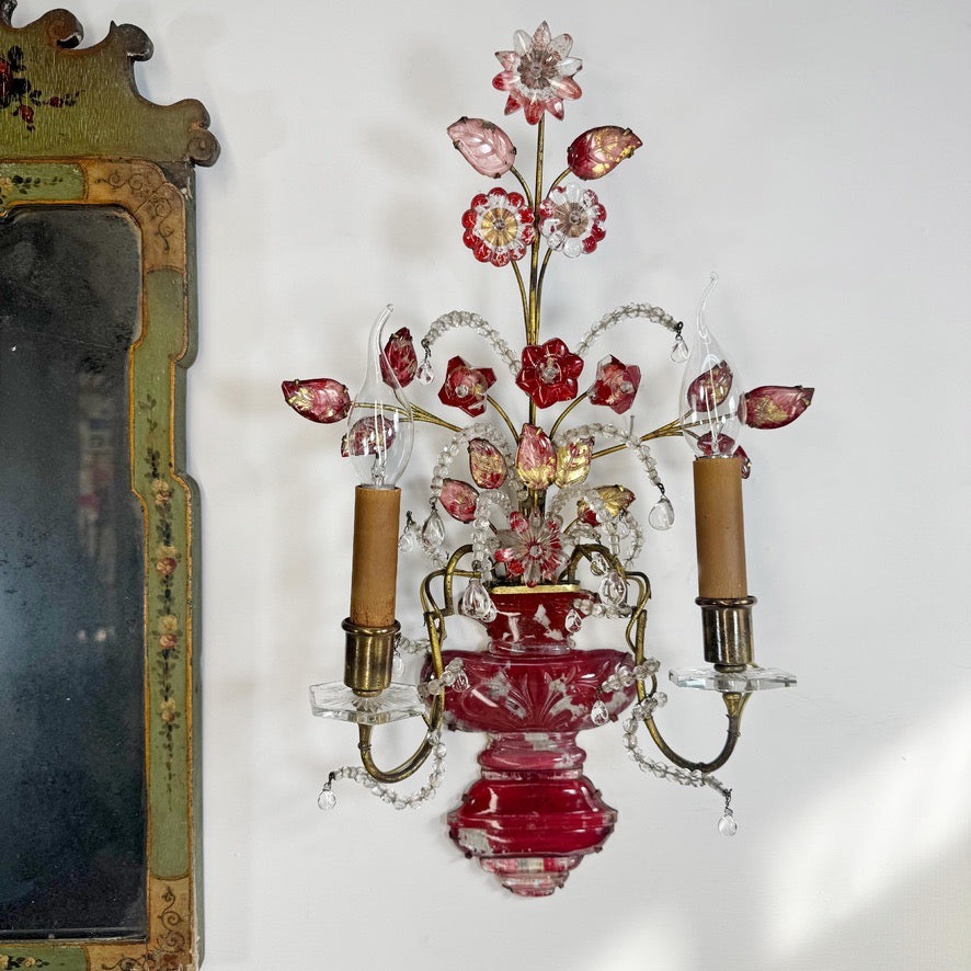 Pair of Maison Bagues Red Wall Sconces Circa 1910
