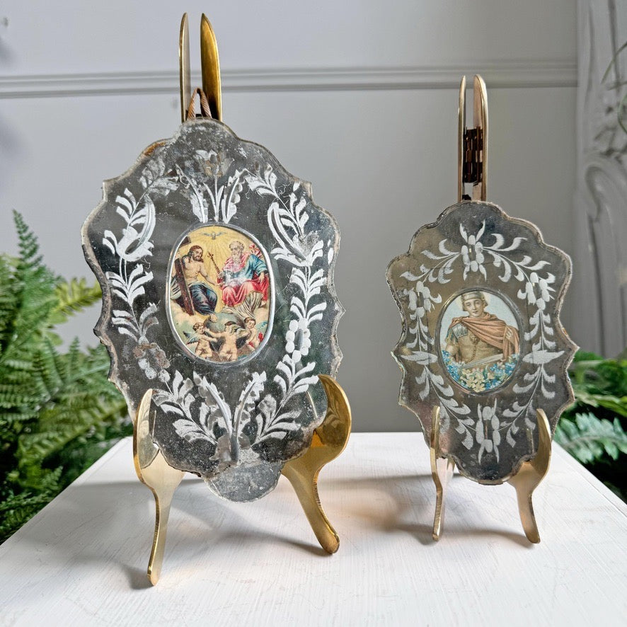 Antique Pair of German Nuns' Mirrors circa 1800