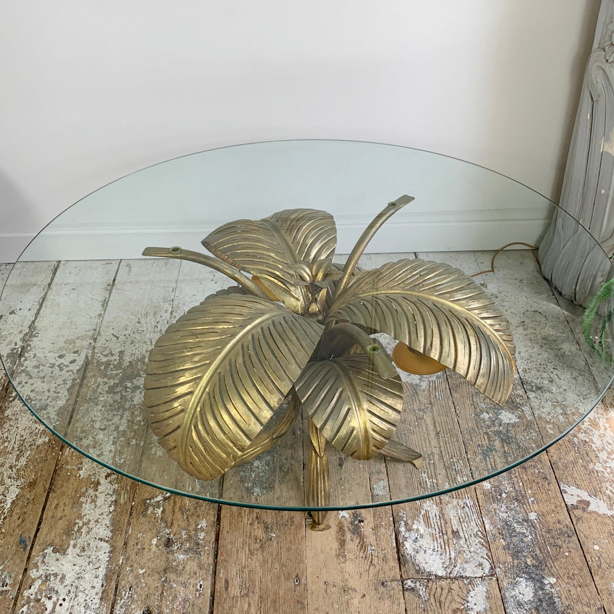 Sergio Terzani Illuminated Gold Palm Leaf Table 1970's