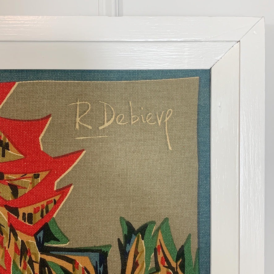 1950's Robert Debiève Cubist Screen Print 'Flight of Flamingos'