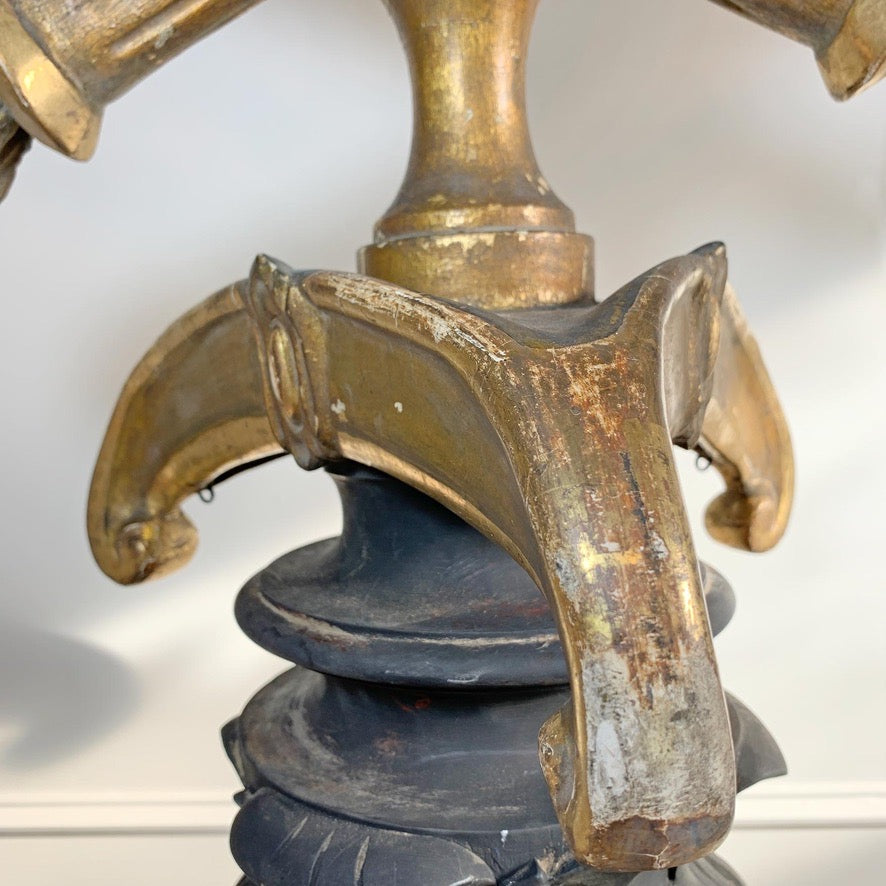 Large 18th Century Gold Religious Processional Cross on Later Base