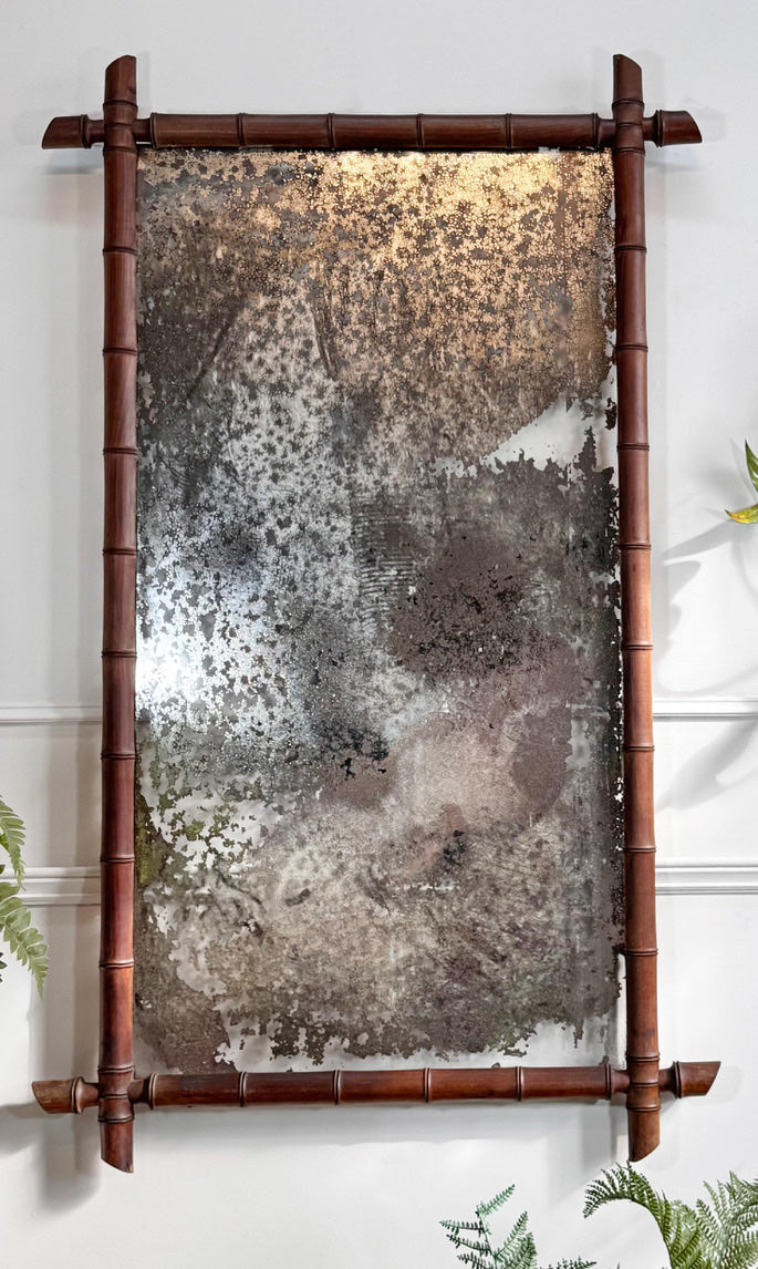 Large Antique Faux Bamboo Mirror