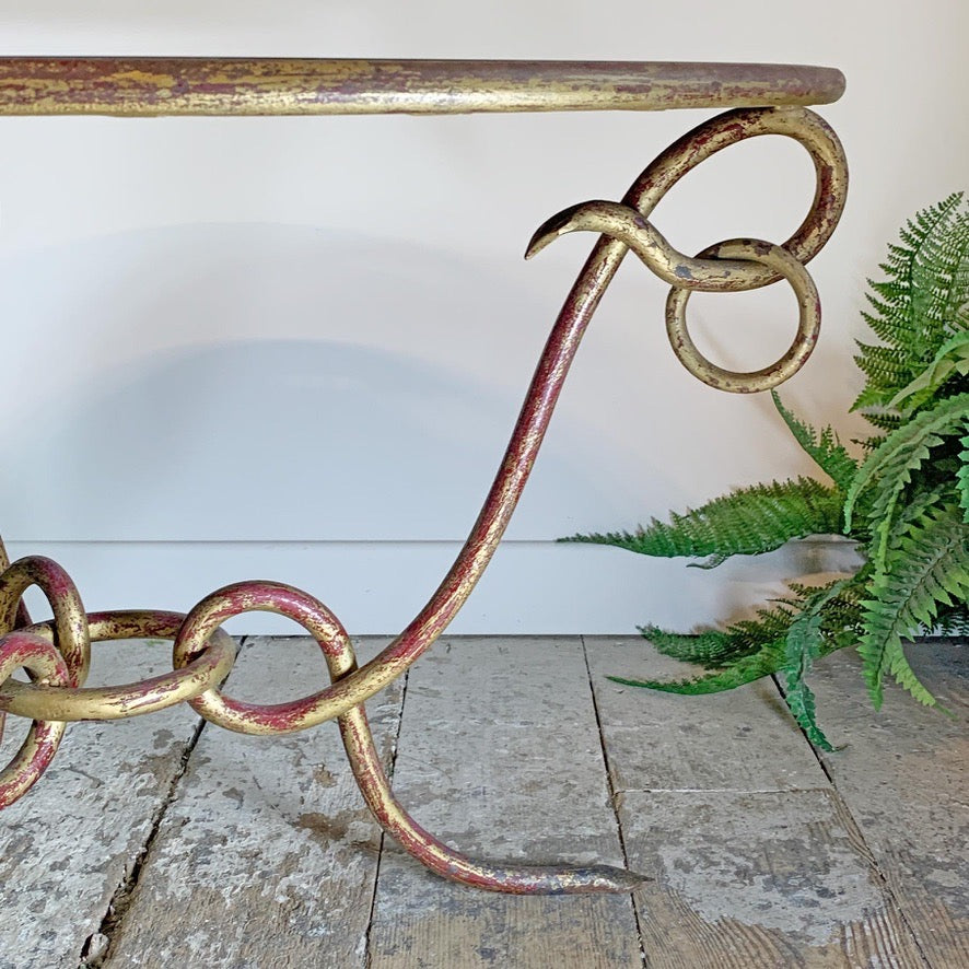 Wrought Iron Gilt Coffee Table by Rene Drouet 1940's