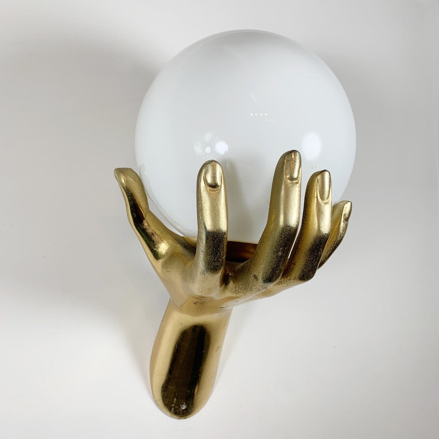 Maison Arlus Gilt Gold Bronze Hand Wall Sconce France 1970's