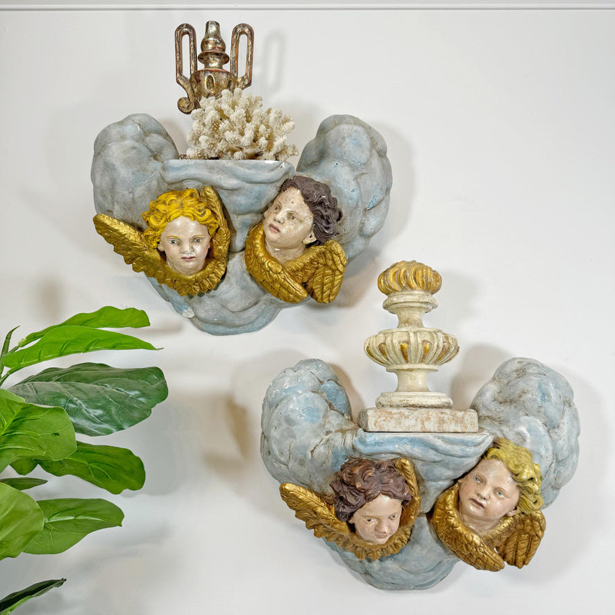 Plaster Putto Wall Shelves Circa 1920