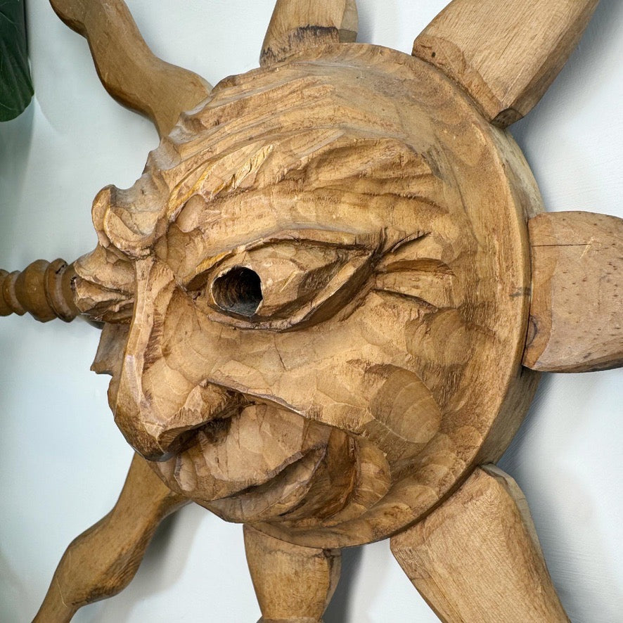 Italian Wooden Sun Face Mask Carving by Hermann Reichegger