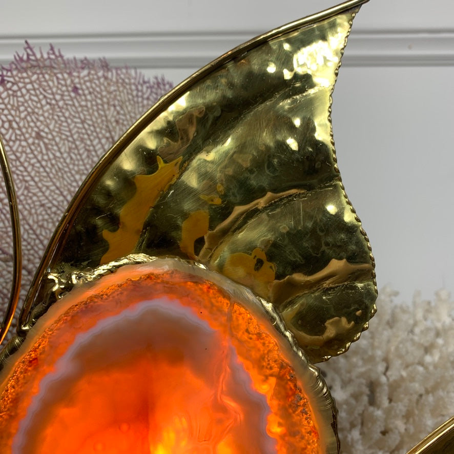 Duval Brasseur Large Gold Agate Angel Fish Lamp